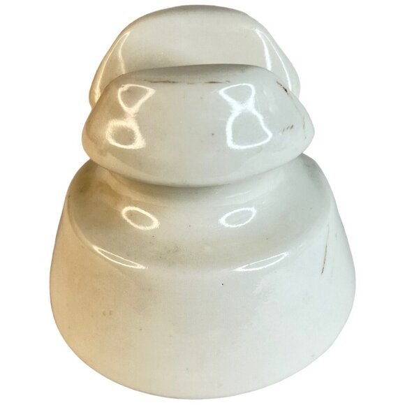 Ceramic White Glazed Knox Insulator Saddle Top Telephone Wire VTG Porcelain Chip - Picture 3 of 8